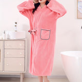 Ultra-Soft Microfiber Bathrobe With Pineapple Pattern - Quick-Dry, Lint-Free, Easy-Wear Design For Home & Hotel Use