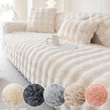 Modern Plush Faux Fur Sofa Cover, Winter Thick Warm Pet-Friendly Non-Slip Couch Protector for Armchair to 4-Seater Sofas, Machine Washable Soft Furniture Slipcover for Home and Office Decor - Polyester