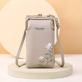 Mini Floral Embroidered Crossbody Bag - Adjustable Strap, Stain Resistant, PU Material, Polyester Lining, Card Holder & Purse Wallet - Fashionable Messenger Bag for Women