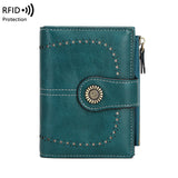 RFID Anti-theft Women's Wallet Multi-card Zipper Buckle Wallet Retro Multi-functional Short Small Wallet