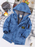 Stylish Boys' Dinosaur Hooded Jacket - Water Resistant, Fleece Lined, Long Sleeve, Zip Up, Windbreaker Design - Perfect for Outdoor Activities and Casual Wear