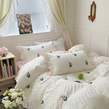 elvesmall Coquette Room Tulip Ruffle Bedding Set