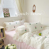 elvesmall Coquette Room Tulip Ruffle Bedding Set