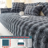 Modern Plush Faux Fur Sofa Cover, Winter Thick Warm Pet-Friendly Non-Slip Couch Protector for Armchair to 4-Seater Sofas, Machine Washable Soft Furniture Slipcover for Home and Office Decor - Polyester