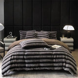 High-end fur fleece Class A milk fleece four-piece winter thickened rabbit hair coral fleece bed linen set