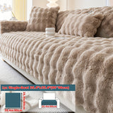 Modern Plush Faux Fur Sofa Cover, Winter Thick Warm Pet-Friendly Non-Slip Couch Protector for Armchair to 4-Seater Sofas, Machine Washable Soft Furniture Slipcover for Home and Office Decor - Polyester