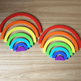 elvesmall Wooden Rainbow Blocks Stacking Model Building Construction Kids Toy Intellectual