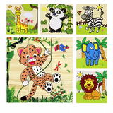 elvesmall Children Cartoon Puzzle Blocks Colorful Educational Wooden Kids Toys