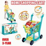 elvesmall Plastic Kids' Supermarket Shopping Cart Set with Accessories (Fruits & Vegetables & Snack Boxes) for Children Toys