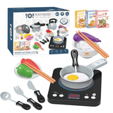 elvesmall 36 Pcs Simulation Mini Kitchen Cooking Pretend Play Set Educational Toy with Lights and Music for Kids Gift