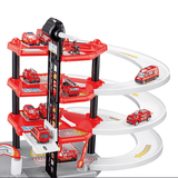 elvesmall DIY Four-Layer Fire Truck Alloy Rail Car Large Track Parking Lot Children'S Educational Play House Toys