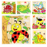 elvesmall Children Cartoon Puzzle Blocks Colorful Educational Wooden Kids Toys