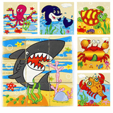 elvesmall Children Cartoon Puzzle Blocks Colorful Educational Wooden Kids Toys