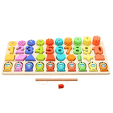 elvesmall 3/4/5 in 1 Wooden Numbers＆Fruit Jigsaw Math Puzzle Kids Learning Educational Set Toys