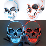 elvesmall Halloween Horror Party Mask Ghost LED Lighting Glowing Festivals Props EL Cold Light Fluorescent Mask