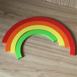 elvesmall Wooden Rainbow Blocks Stacking Model Building Construction Kids Toy Intellectual