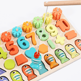 elvesmall 3/4/5 in 1 Wooden Numbers＆Fruit Jigsaw Math Puzzle Kids Learning Educational Set Toys