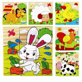 elvesmall Children Cartoon Puzzle Blocks Colorful Educational Wooden Kids Toys