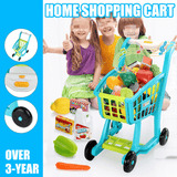 elvesmall Plastic Kids' Supermarket Shopping Cart Set with Accessories (Fruits & Vegetables & Snack Boxes) for Children Toys