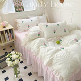 elvesmall Coquette Room Tulip Ruffle Bedding Set