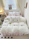 elvesmall Coquette Room Tulip Ruffle Bedding Set