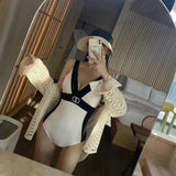 Woman Swimwears Embroidery Desiger Bikinis Swimsuit Beach Tankinis Underwear Sets Outfit Lady Slim Swimwears Swimsuits One-Pieces Set S-L