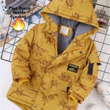 Stylish Boys' Dinosaur Hooded Jacket - Water Resistant, Fleece Lined, Long Sleeve, Zip Up, Windbreaker Design - Perfect for Outdoor Activities and Casual Wear