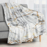 Ultra-Soft Flannel Fleece Throw Blanket - Golden Marble Design, All-Season Warmth & Cozy Comfort for Living Room/Bedroom/Sofa Flannel Blanket Sofa Blanket