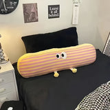 Modern Striped Cartoon Long Body Pillow for Adults, Knit Fabric Acrylic Cover, Washable Polyester Fiber Filling, Multipurpose All-Season Bed Rest Pillow with Zipper Closure - No Electricity or Battery Needed