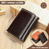 Premium Genuine Leather Tri-fold Wallet with Coin Pocket & RFID Shield - Secure, Stylish, & Ideal Valentines Gift for Him