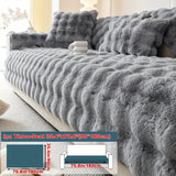 Modern Plush Faux Fur Sofa Cover, Winter Thick Warm Pet-Friendly Non-Slip Couch Protector for Armchair to 4-Seater Sofas, Machine Washable Soft Furniture Slipcover for Home and Office Decor - Polyester