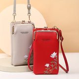 Mini Floral Embroidered Crossbody Bag - Adjustable Strap, Stain Resistant, PU Material, Polyester Lining, Card Holder & Purse Wallet - Fashionable Messenger Bag for Women