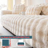 Modern Plush Faux Fur Sofa Cover, Winter Thick Warm Pet-Friendly Non-Slip Couch Protector for Armchair to 4-Seater Sofas, Machine Washable Soft Furniture Slipcover for Home and Office Decor - Polyester