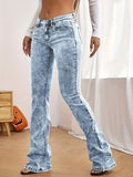 Stretchy Bootcut Jeans for Women - High-Waisted, Slant Pockets, Solid Color, All-Season, Woven Denim Trousers for Casual Wear - High-Quality, Comfortable, and Versatile Flare Leg Design