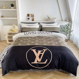 New Trendy Brand Washed Tencel Duvet Cover Double Sided Ice Silk Four Piece Set