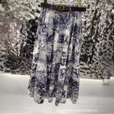 Two Piece Dress Digital Print Classic Jungle Animal Pattern Super Large Swing Long Half Skirt