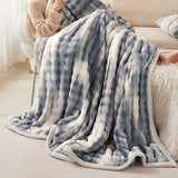 Ultra-Soft Tuscany Blue Carved Fleece Throw Blanket - Skin-Friendly, Warm & Cozy For Couch, Office, Bed, Travel & Camping