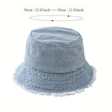 Vintage-Inspired Distressed Denim Bucket Hat for Women - Lightweight, Sun Protection Fisherman Cap with Frayed Edges