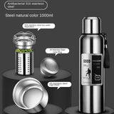 Vacuum-Sealed 316 Stainless Steel Travel Flask - Leak-Proof, Large Capacity, Ideal for Outdoor Enthusiasts