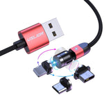 elvesmall USLION 2.4A 2in1 LED 540° Magnetic Dual Position Game Quick Charge Data Cable for Samsung S10+ Note8 HUAWEI