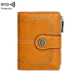 RFID Anti-theft Women's Wallet Multi-card Zipper Buckle Wallet Retro Multi-functional Short Small Wallet