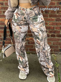 Stylish Camo Print High-Waist Loose-Fit Pants - Fashionable, Lightweight, Relaxed Straight Leg Design - Perfect for Casual Occasions, Everyday Wear, and Outdoor Activities