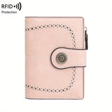 RFID Anti-theft Women's Wallet Multi-card Zipper Buckle Wallet Retro Multi-functional Short Small Wallet