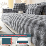 Modern Plush Faux Fur Sofa Cover, Winter Thick Warm Pet-Friendly Non-Slip Couch Protector for Armchair to 4-Seater Sofas, Machine Washable Soft Furniture Slipcover for Home and Office Decor - Polyester