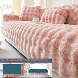 Modern Plush Faux Fur Sofa Cover, Winter Thick Warm Pet-Friendly Non-Slip Couch Protector for Armchair to 4-Seater Sofas, Machine Washable Soft Furniture Slipcover for Home and Office Decor - Polyester