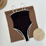 One Piece  New Vintage Retro Swimwear Women Swimsuit Bandeau Bathing Suit Beachwear Monokini Female Swimming Suits