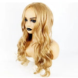 Wholesale of European and American wig women's golden center split long curly hairstyle center split large wave high-temperature silk headgear manufacturers