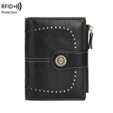 RFID Anti-theft Women's Wallet Multi-card Zipper Buckle Wallet Retro Multi-functional Short Small Wallet