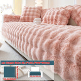 Modern Plush Faux Fur Sofa Cover, Winter Thick Warm Pet-Friendly Non-Slip Couch Protector for Armchair to 4-Seater Sofas, Machine Washable Soft Furniture Slipcover for Home and Office Decor - Polyester