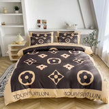 New Trendy Brand Washed Tencel Duvet Cover Double Sided Ice Silk Four Piece Set